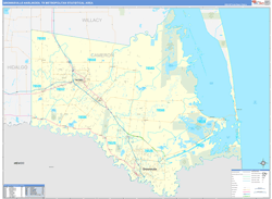 Brownsville-Harlingen Metro Area Wall Map Basic Style 2024